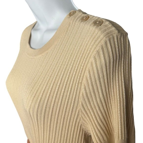 Ralph Lauren Purple Label Sweater Blouse Women's SZ.
L Cream Wool Silk Ribbed - Picture 7 of 16